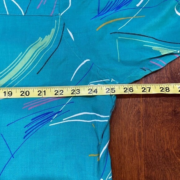 Moss Creek Trader Vintage 80s Abstract Teal Button Down Shirt Men's Size XL - Picture 5 of 7